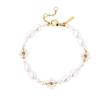 Flowery Pearls Bracelet Gold