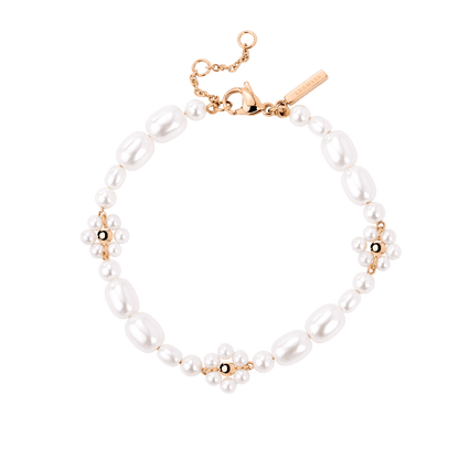 Flowery Pearls Bracelet Rose Gold