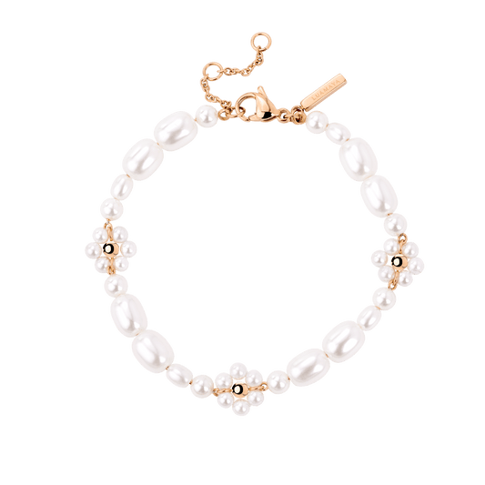 Flowery Pearls Bracelet Rose Gold