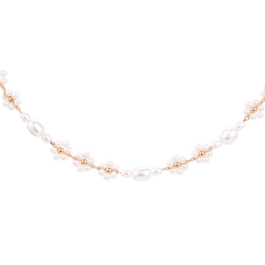 Flowery Pearls Choker Rose Gold