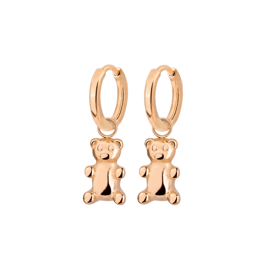 Fortune Bear Hoop Set Baby Rose Gold