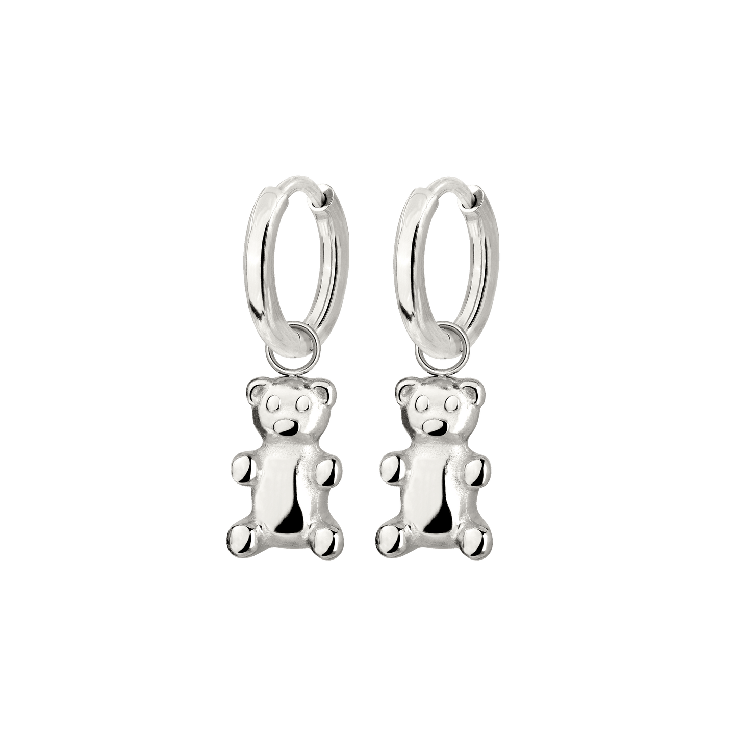 Fortune Bear Hoop Set Baby Silver