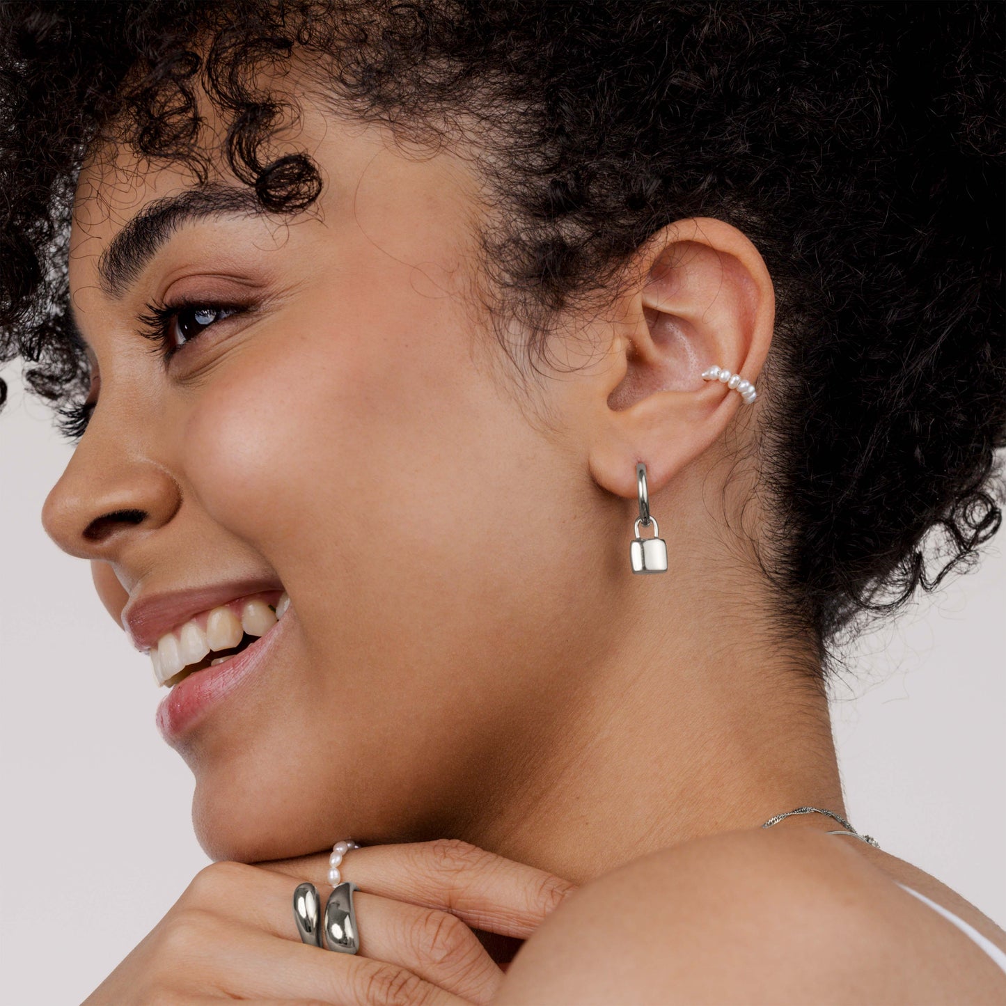 Lock in Hoop Set Small Silver