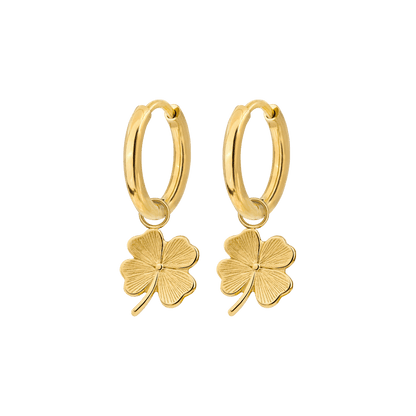 Lucky Clover Hoop Set Small Gold