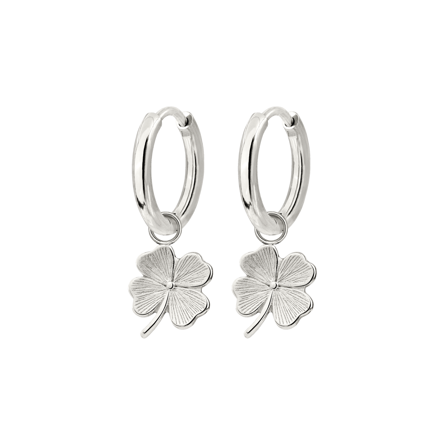 Lucky Clover Hoop Set Small Silver