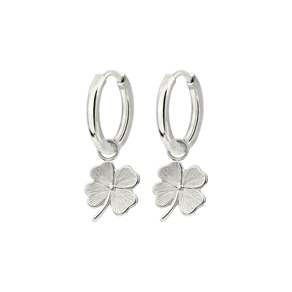 Lucky Clover Hoop Set Small Silver