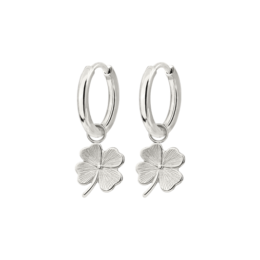 Lucky Clover Hoop Set Small Silver