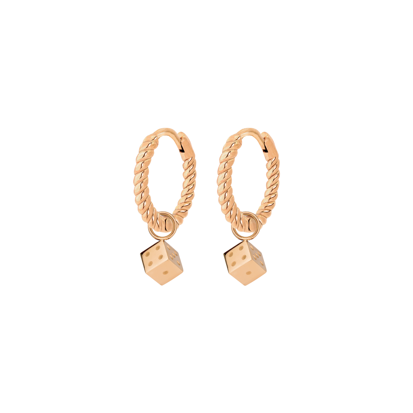 Lucky Dice Twisted Hoop Set Baby Rose Gold
