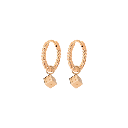 Lucky Dice Twisted Hoop Set Baby Rose Gold