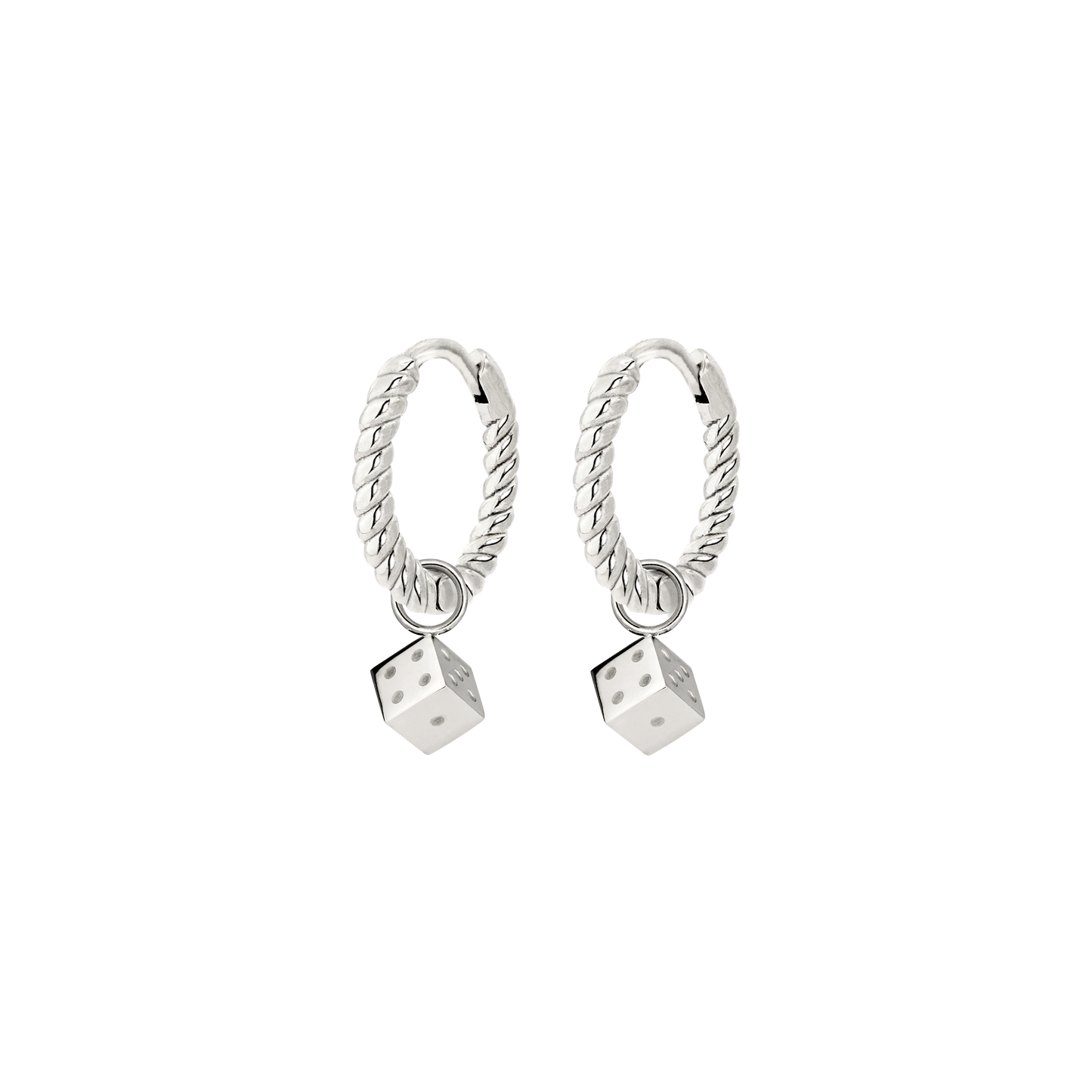 Lucky Dice Twisted Hoop Set Baby Silver