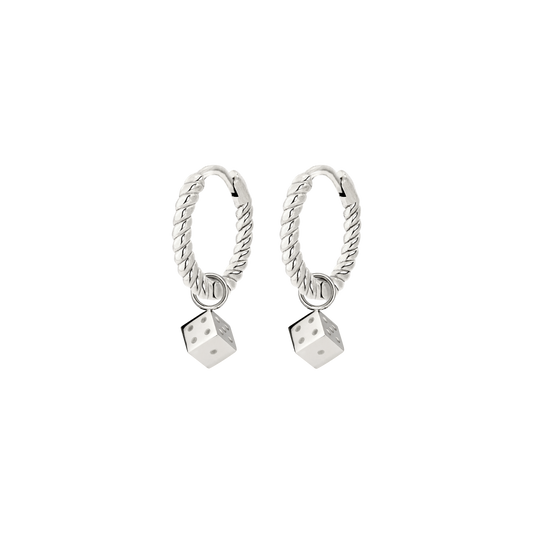 Lucky Dice Twisted Hoop Set Baby Silver