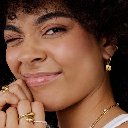 Lucky Clover Hoop Set Small Gold