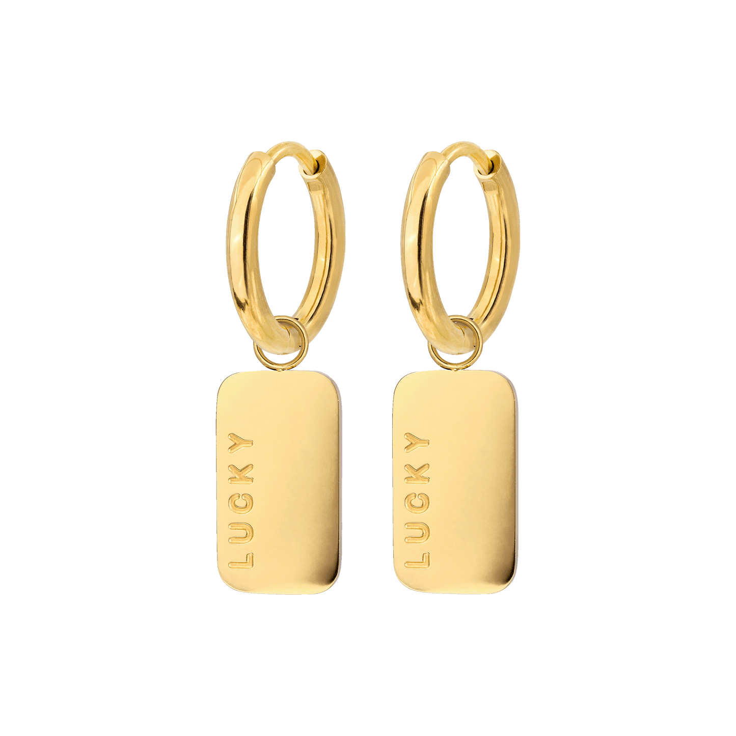 Lucky Pendant Hoop Set Small Gold
