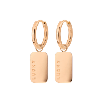 Lucky Pendant Hoop Set Small Rose Gold