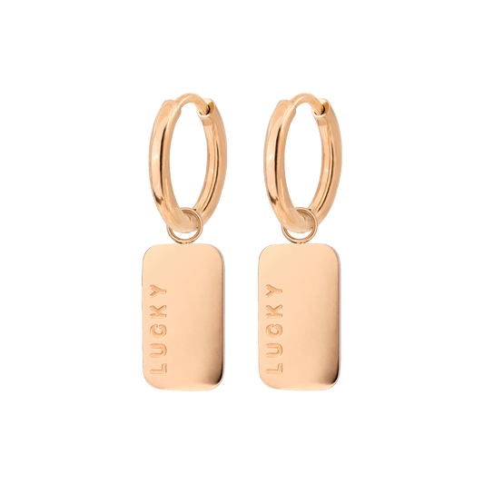 Lucky Pendant Hoop Set Small Rose Gold