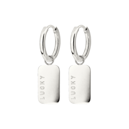 Lucky Pendant Hoop Set Small Silver