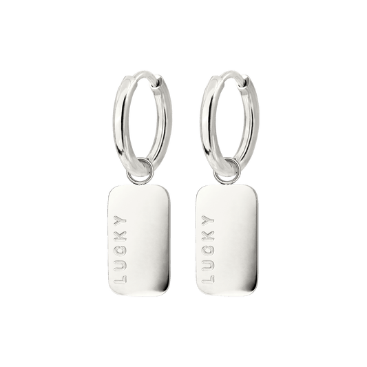 Lucky Pendant Hoop Set Small Silver