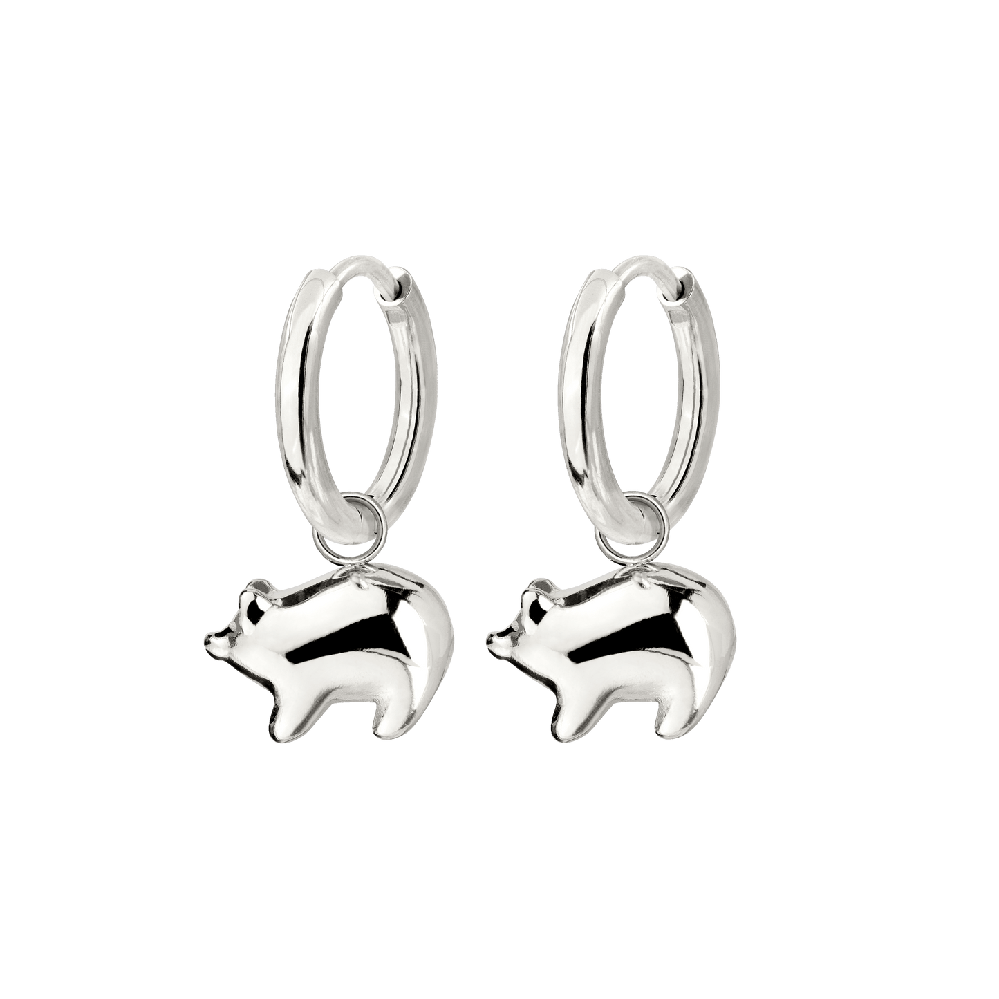 Piggy Hoop Set Small Silver