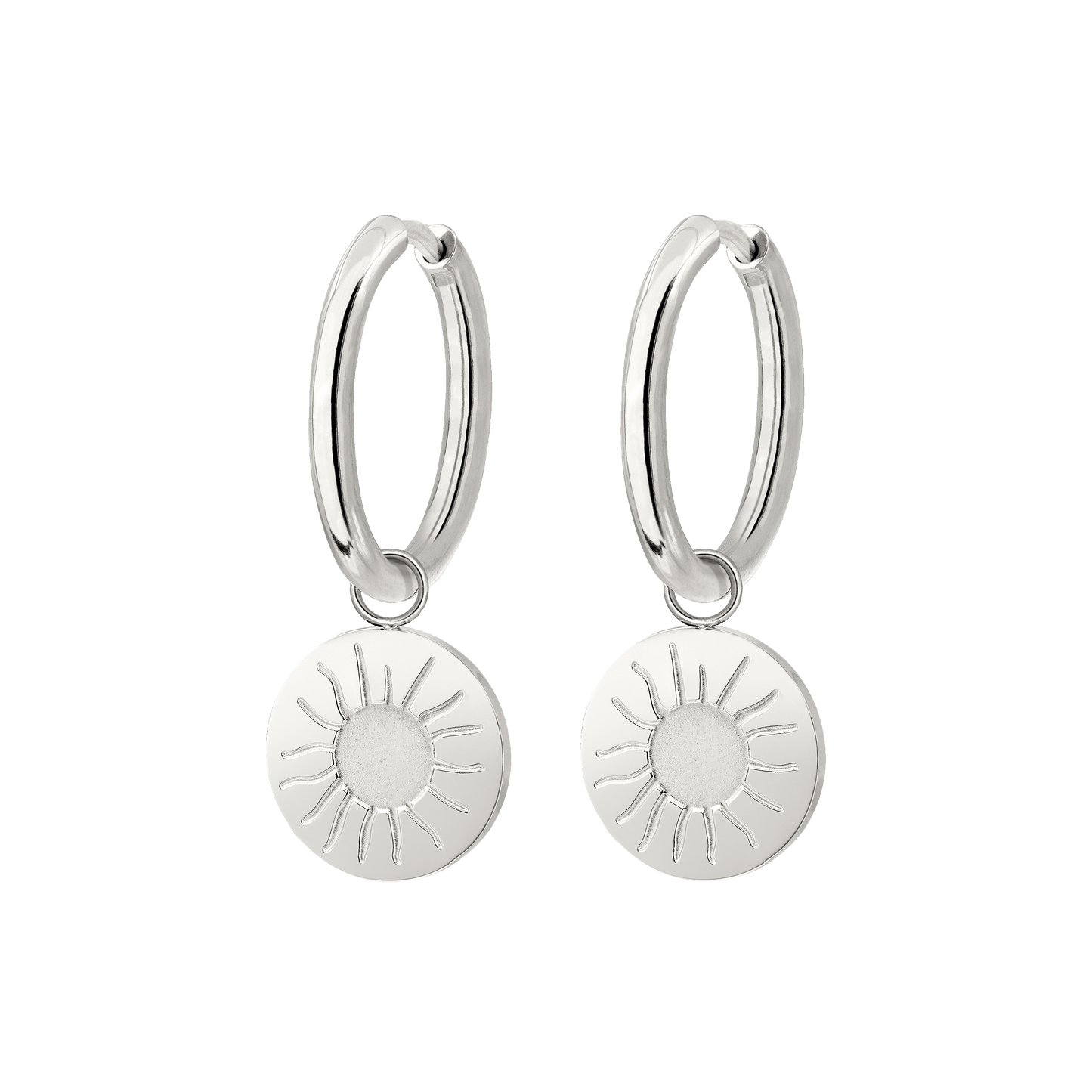 Rising Sun Hoop Set Medium Silver