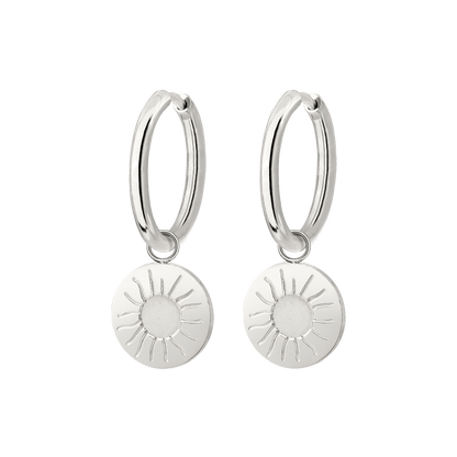 Rising Sun Hoop Set Medium Silver