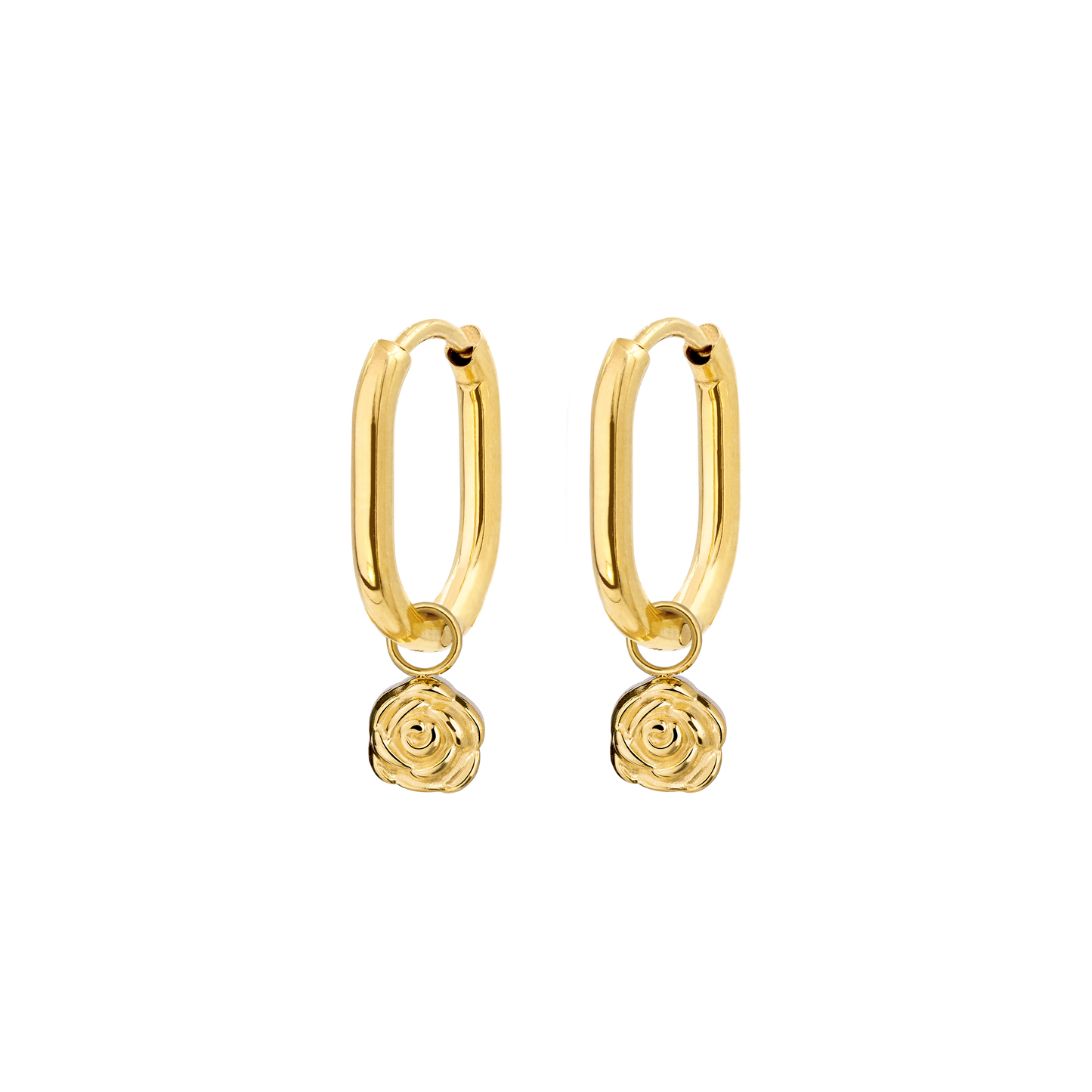 Rose Oval Hoop Set Baby Gold