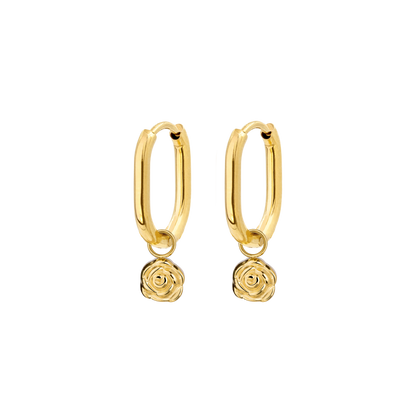 Rose Oval Hoop Set Baby Gold