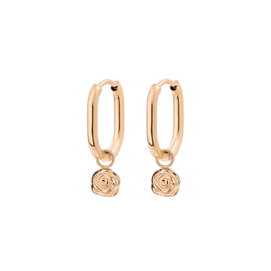 Rose Oval Hoop Set Baby Rose Gold