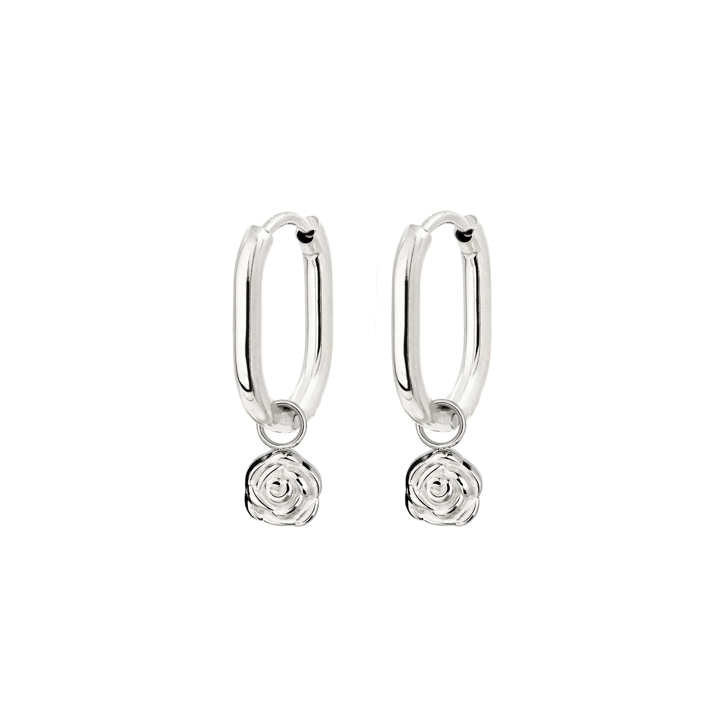Rose Oval Hoop Set Baby Silver
