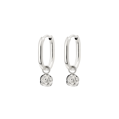 Rose Oval Hoop Set Baby Silver