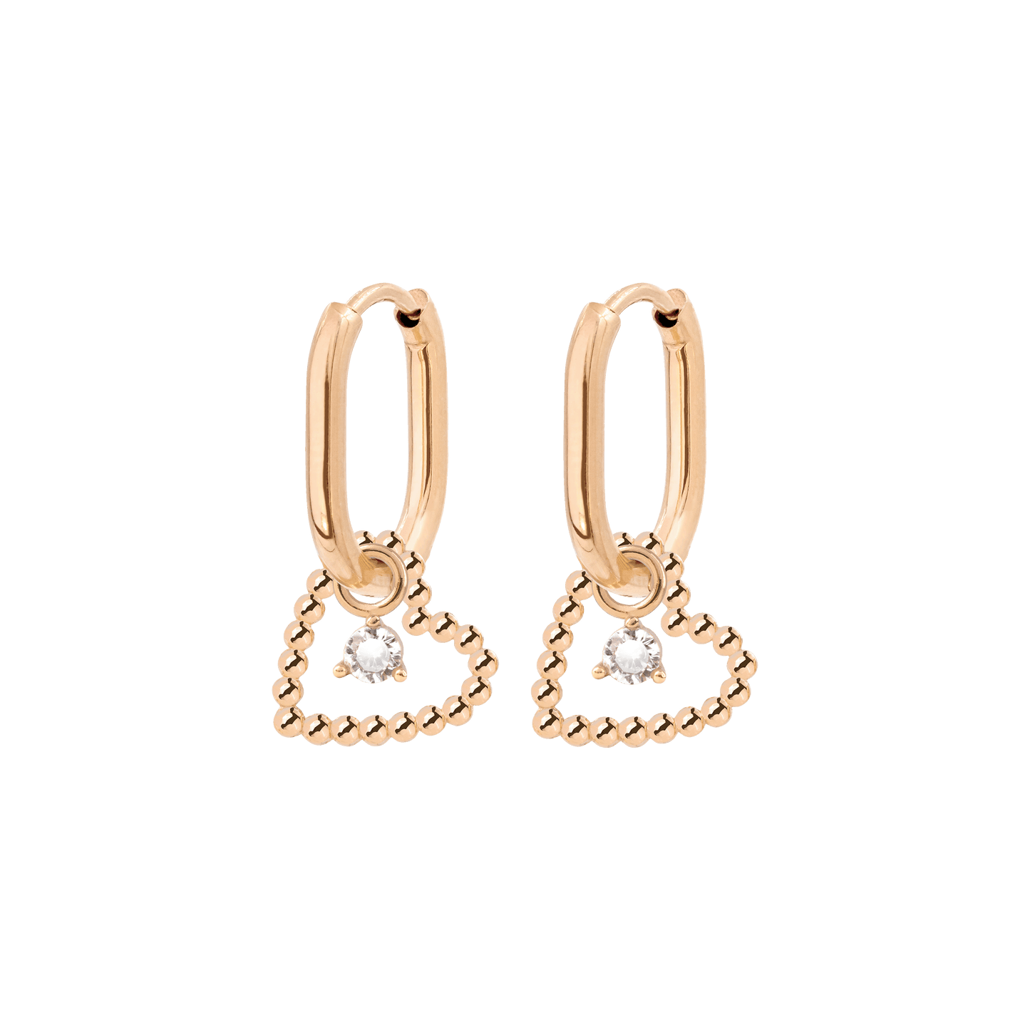 Heart of Gold Oval Hoop Set Baby Rose Gold