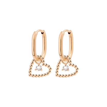 Heart of Gold Oval Hoop Set Baby Rose Gold