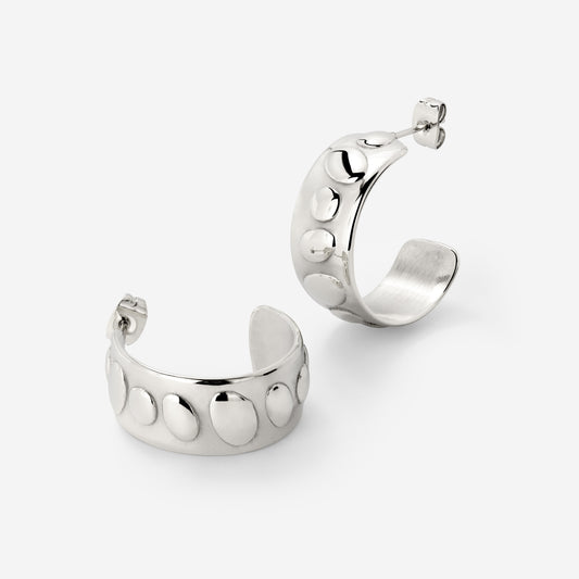 Boho Beads Hoop Studs Silver