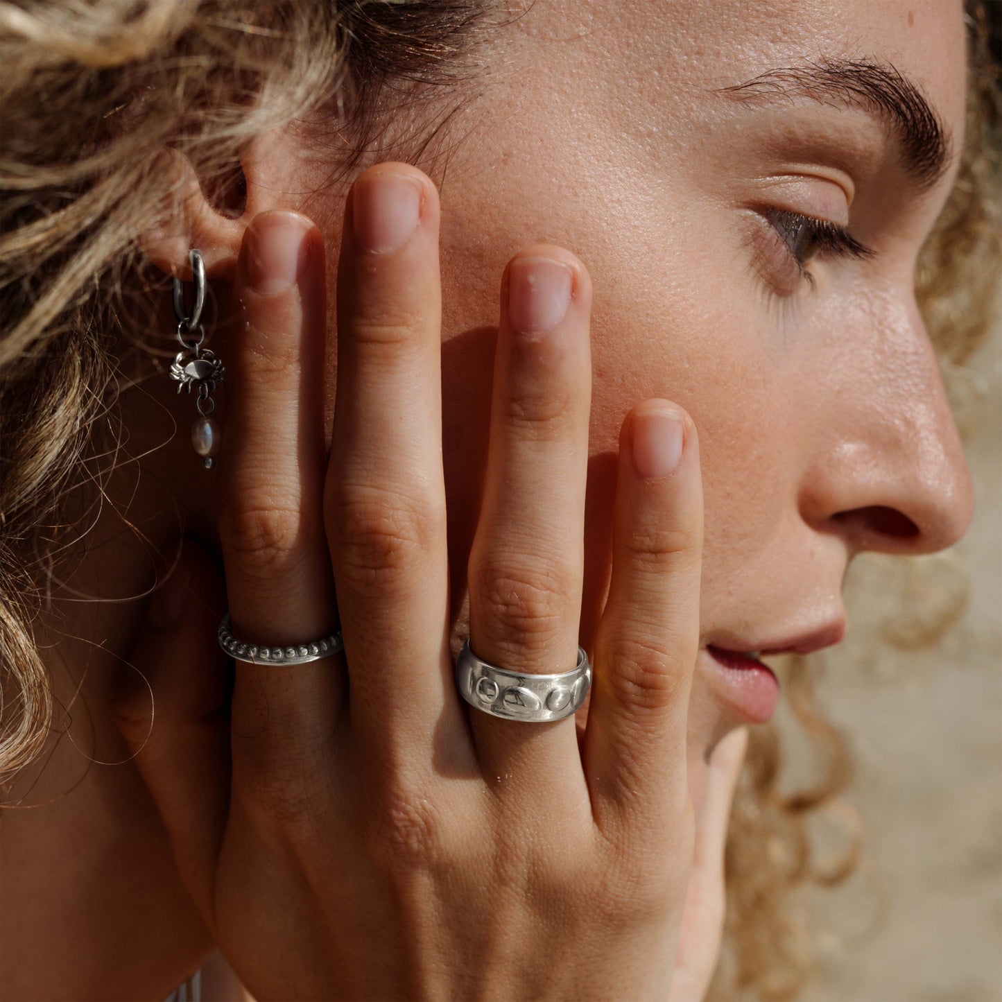 Boho Beads Ring Silver