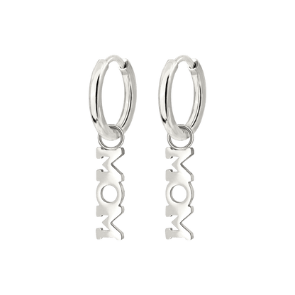 Mom Forever Hoop Set Small Silver