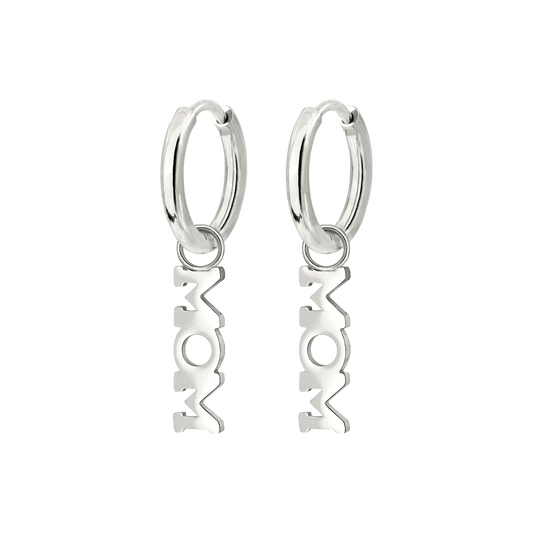 Mom Forever Hoop Set Small Silver