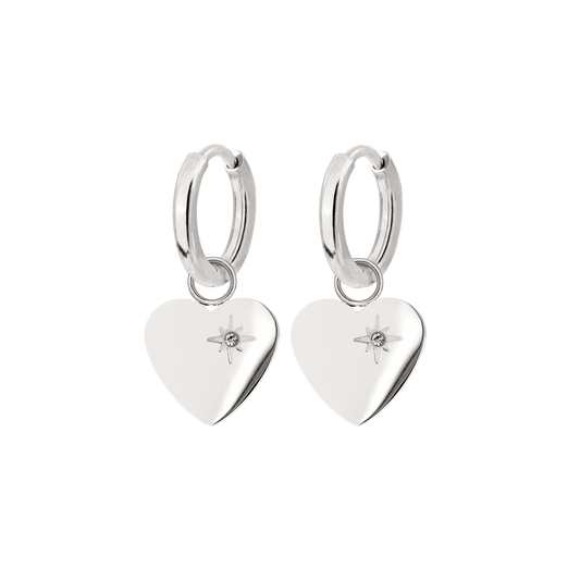 Sparkle Heart Hoop Set Baby Silver