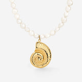 Ammonite Pearl Necklace Gold