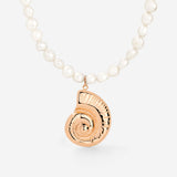 Ammonite Pearl Necklace Rose Gold