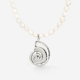 Ammonite Pearl Necklace Silver