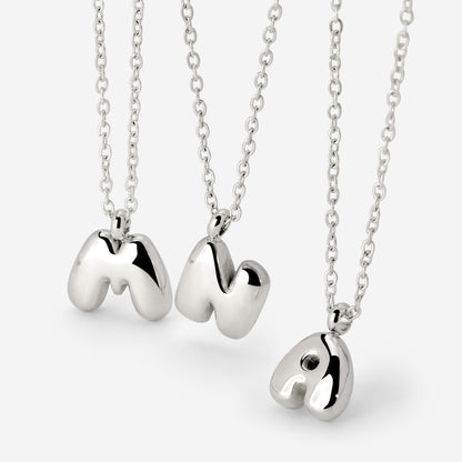 Bubble Letter Necklace Silver