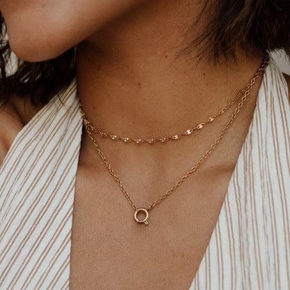 Classic Chain Charm Necklace Rose Gold