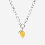 Lemony Oval Links Necklace Set Silver
