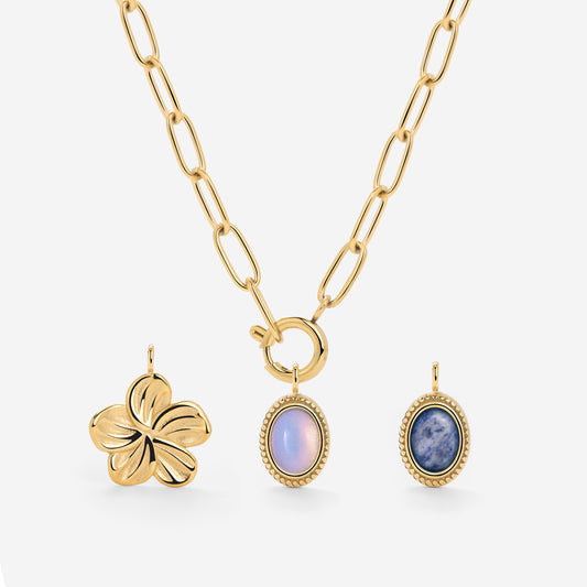 Oval Links Charm Necklace Set