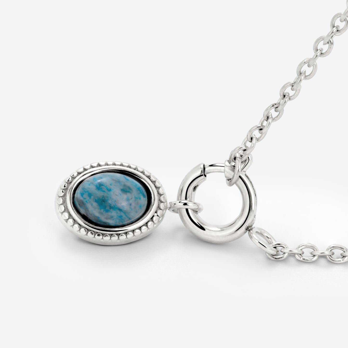 Ocean Agate Classic Chain Necklace Set Silver