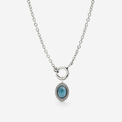 Ocean Agate Classic Chain Necklace Set Silver