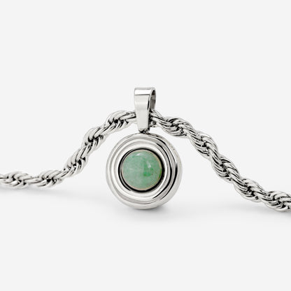 Olive Glow Necklace Silver