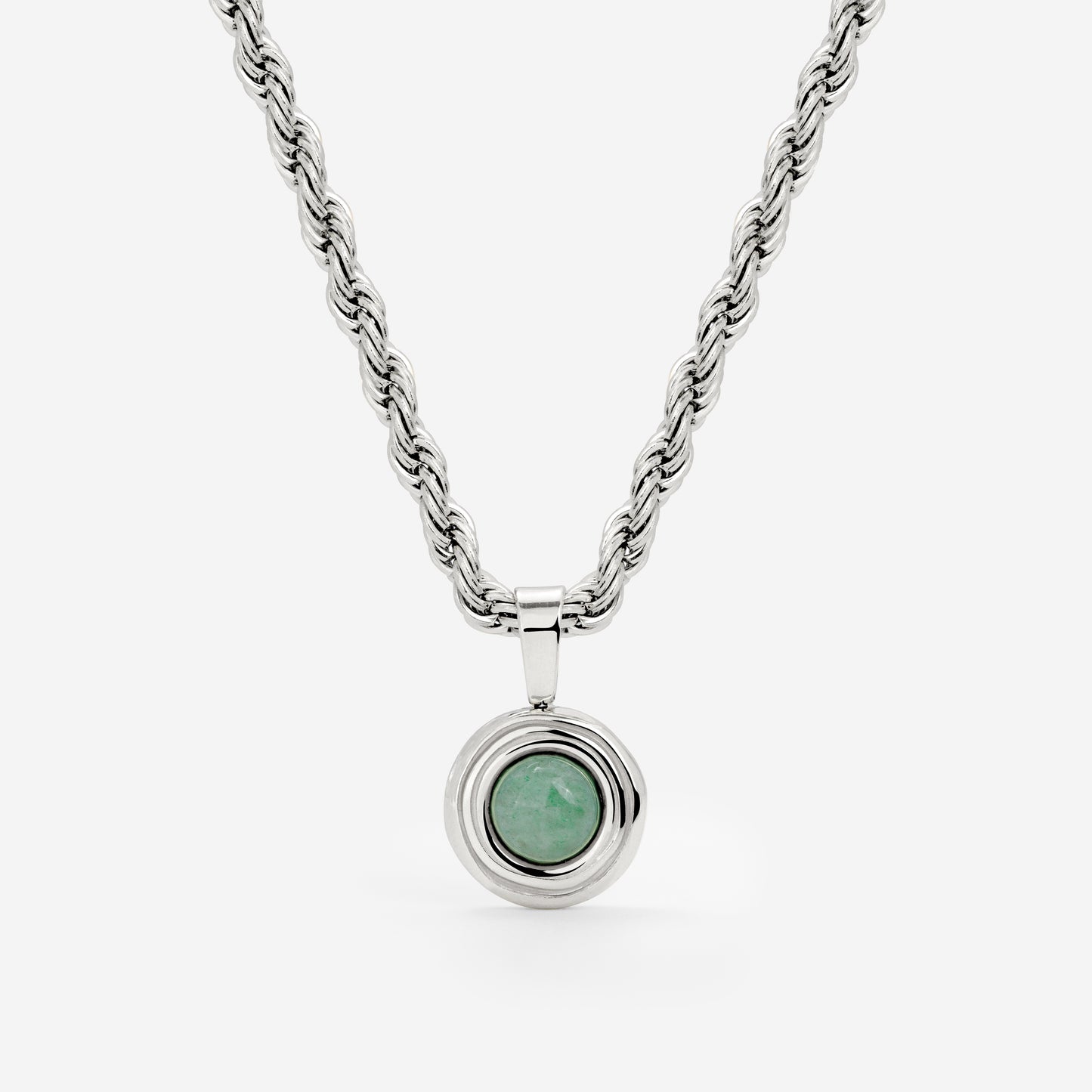 Olive Glow Necklace Silver