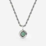 Olive Glow Necklace Silver