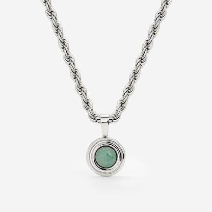 Olive Glow Necklace Silver