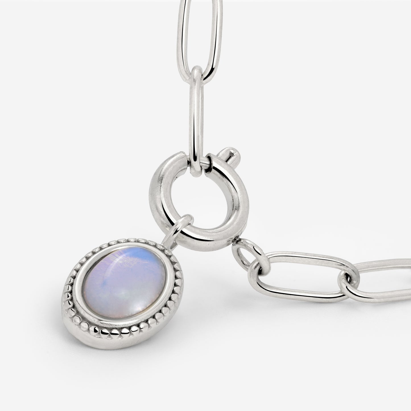 Opaline Oval Links Necklace Set Silver